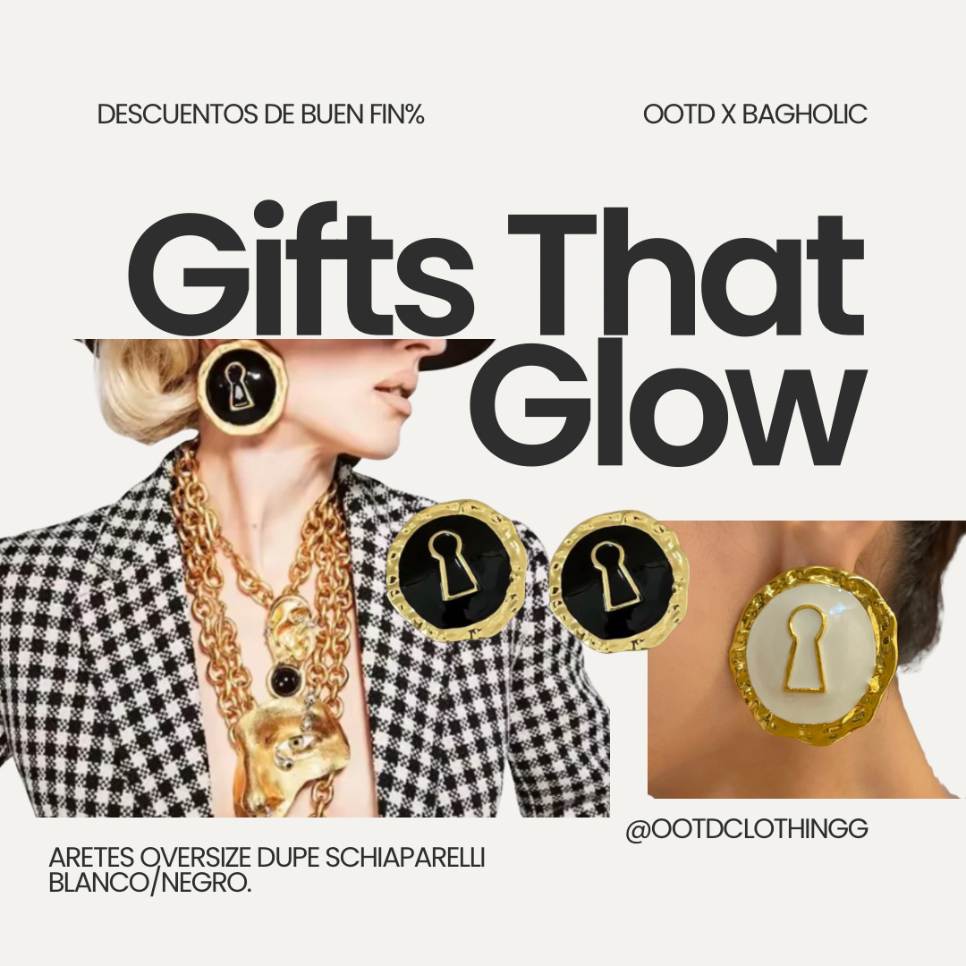 Aretes oversize dupe schiaparelli blanco/negro.