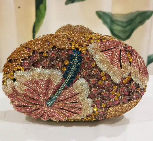 Embrague de diamantes de imitación de cristal multicolor para bolso de fiesta, azul/amarillo/blanco