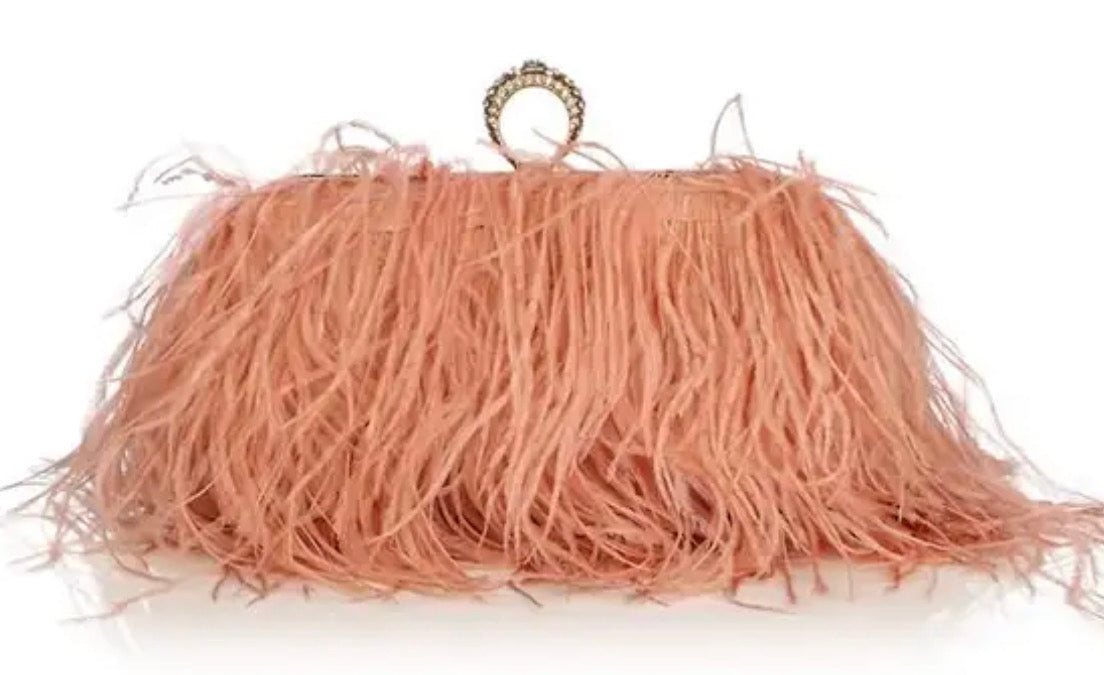 Cartera de piel/plumas de avestruz