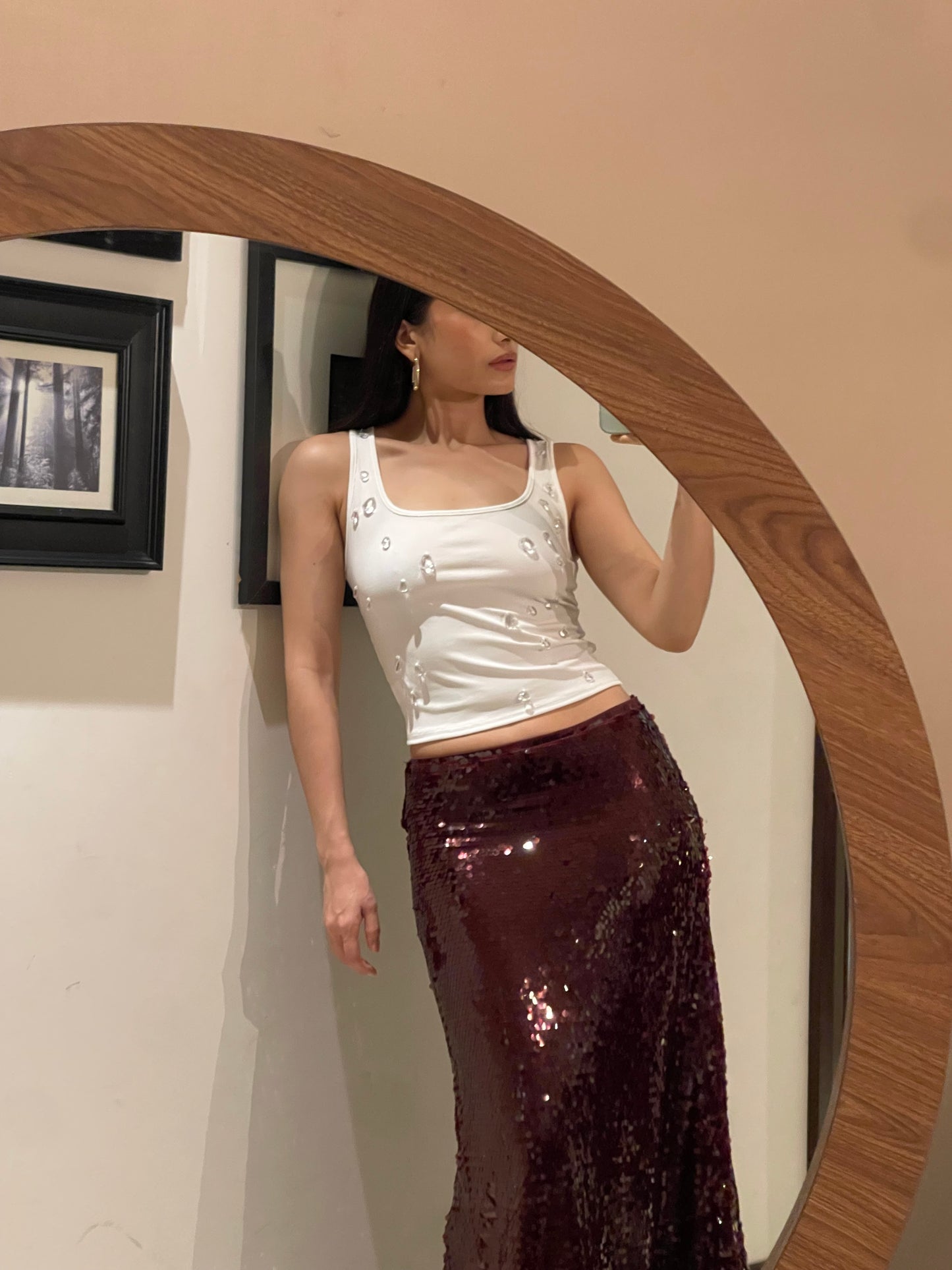 Falda MAXI lentejuelas en tono marrón