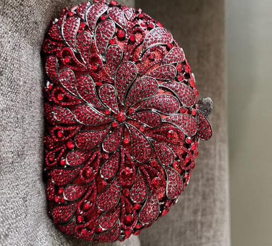 Cartera de mano con piedras de Color rojo vino