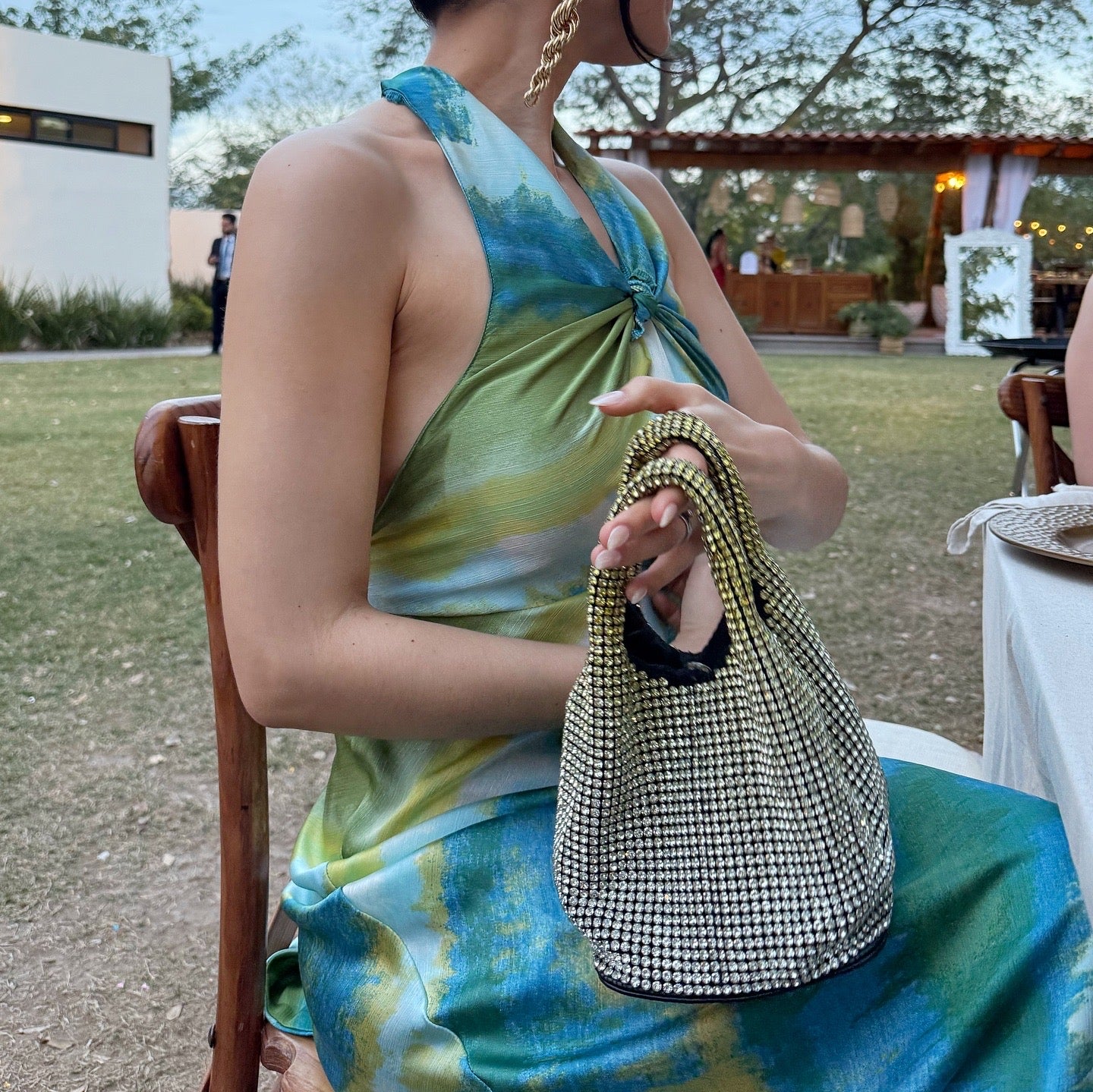 Bolso de mano de cristal brillante c/strap